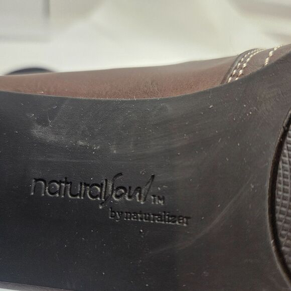 Natural Soul Pilgrim Block Heel Brown Heeled Loafer Buckle Women's 6.5 Vegan - Picture 6 of 7